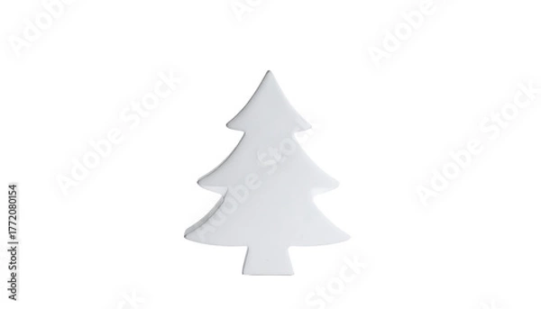 Fototapeta White christmas tree shaped decoration with three tiers and a trunk, isolated on clean white background