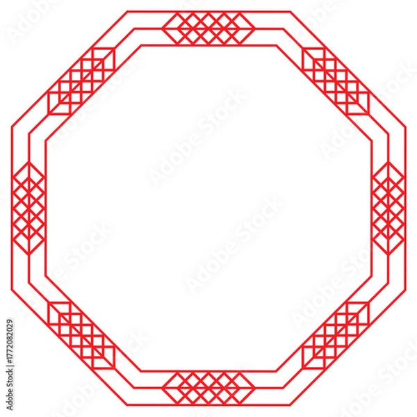 Obraz red hexagon border frame.eps