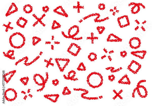 Obraz クレヨン素材　幾何学模様のポップな背景