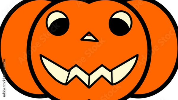 Fototapeta Cute Cartoon A Big Halloween Pumpkin Face Lantern On Transparent Background. PNG Image, Digital Art, Procreate Pocket