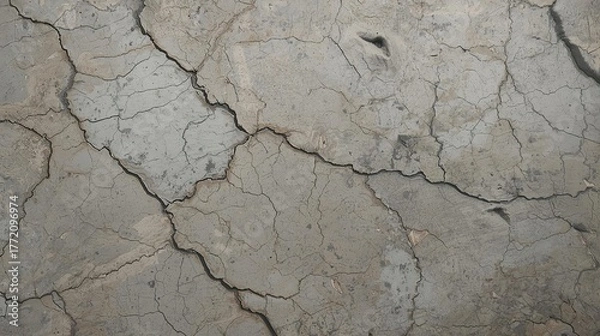 Fototapeta Rough Industrial Concrete Texture with Deep Cracks