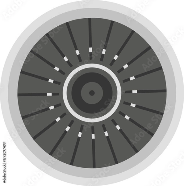 Obraz Simple Flat Illustration Jet Engine Front View Machine Component