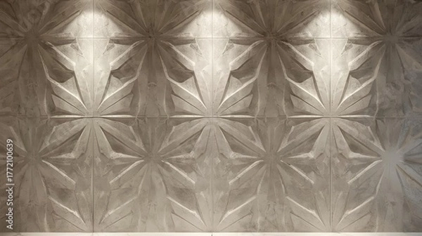Fototapeta Decorative Concrete Relief Wall Texture with Artistic Pattern