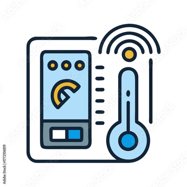 Fototapeta Smart thermostat with wireless connectivity vector illustration icon