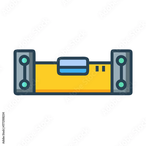 Obraz Cartoon Illustration of a Spirit Level Tool on Black