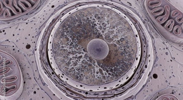 Fototapeta Crosssection of a human hair follicle with sebaceous gland