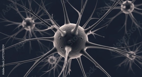 Fototapeta Detailed illustration of interconnected neurons in the brain
