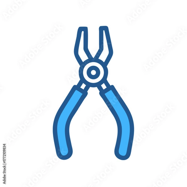 Obraz Pliers tool blue icon on black background illustration graphic