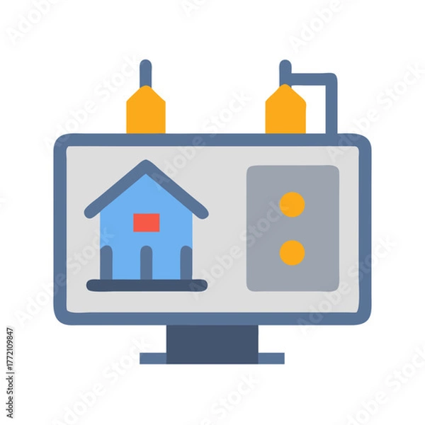 Fototapeta Home monitoring interface shown on computer screen illustration