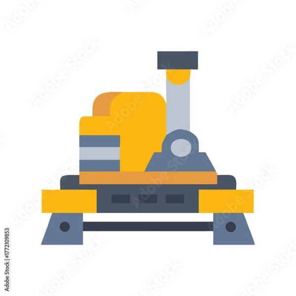 Fototapeta Geometric bulldozer on black backdrop with industrial concept style