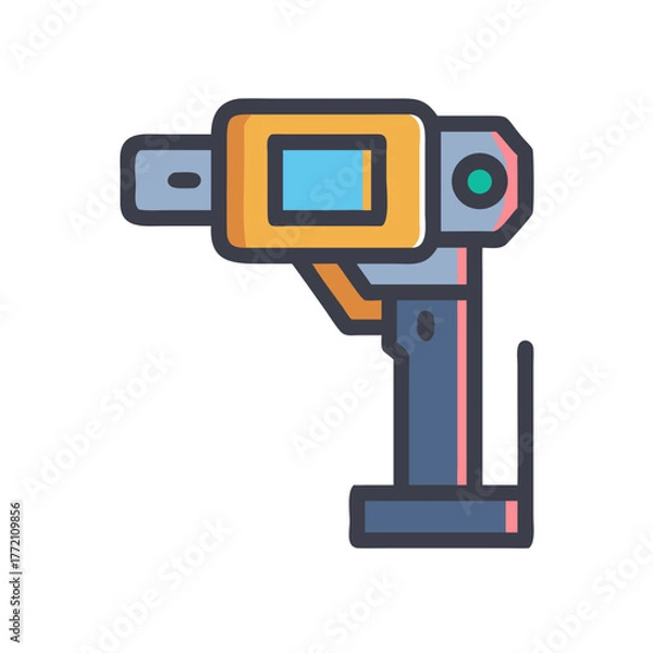 Fototapeta Stylized icon of handheld scanner on black background