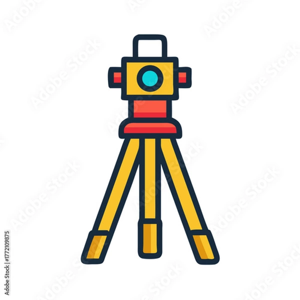 Fototapeta Stylized theodolite illustration on a tripod against a black background