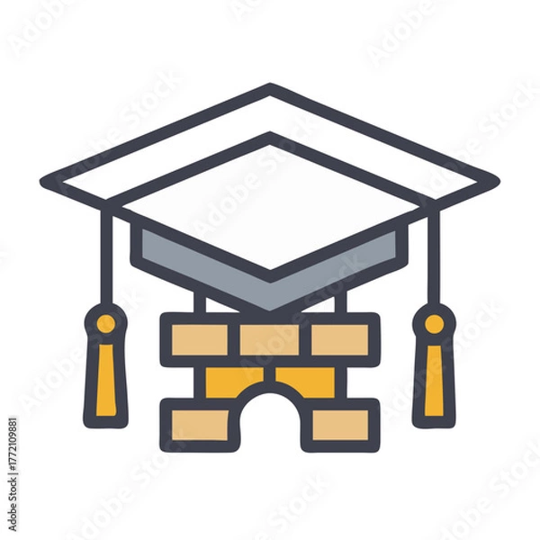 Fototapeta Building blocks with graduation cap, education and construction