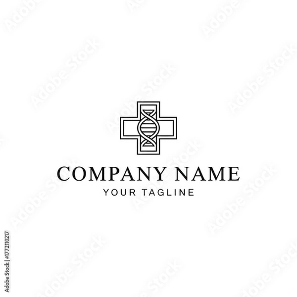 Obraz Medical DNA Helix Cross Logo Design.