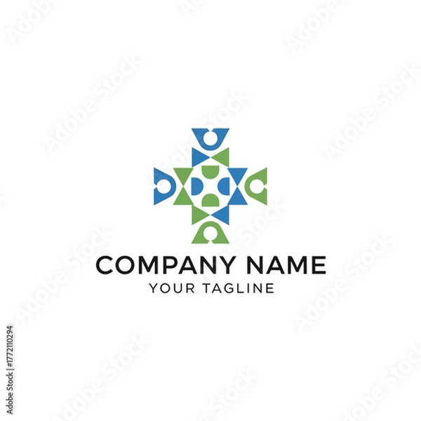 Obraz Abstract people figures forming a medical cross logo.