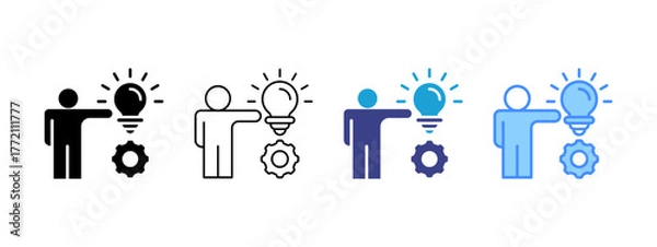 Fototapeta Proactive  icon set multiple style collection