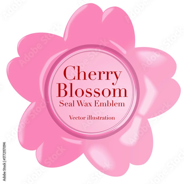 Obraz 日本文化を象徴する桜のシールワックス風エンブレム　ベクターイラストレーション