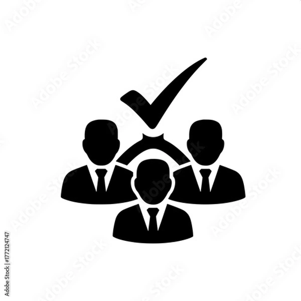 Fototapeta Teamwork and Selection Illustrative Icon of Business Professionals with a Check Mark