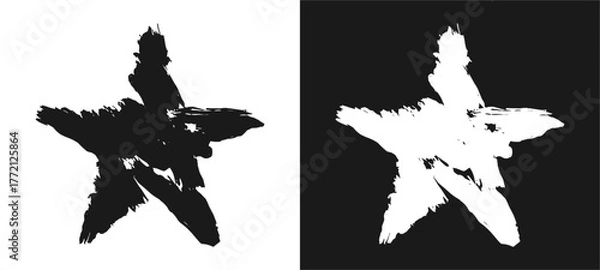 Obraz Simple grunge star illustration with rough textured brush strokes. Perfect for abstract design, decoration, or creative graphic elements