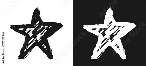 Obraz Simple grunge star illustration with rough textured brush strokes. Perfect for abstract design, decoration, or creative graphic elements