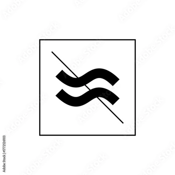 Obraz Illustration of a square containing two wavy horizontal lines crossed by a diagonal line in black and white