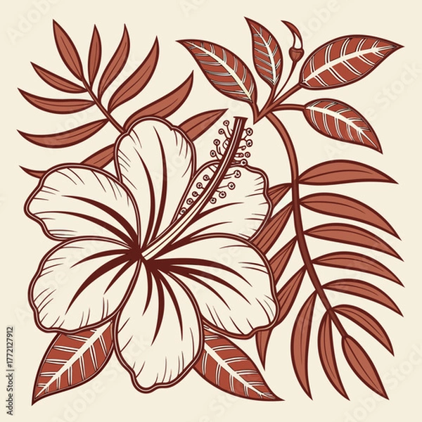 Fototapeta Exotic Hibiscus Symmetrical Pattern