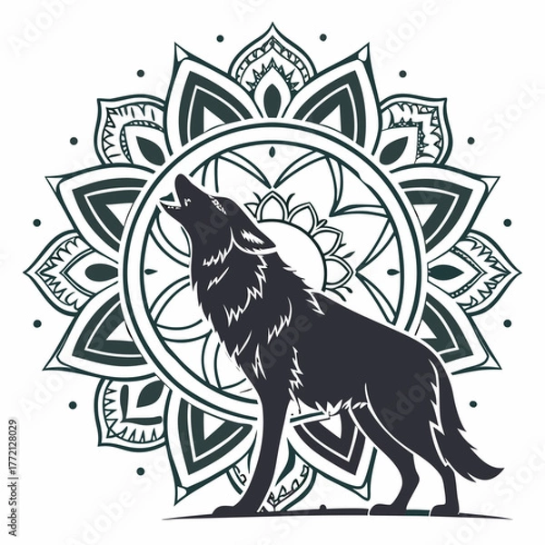 Obraz Geometric Howling Wolf Symbol Art
