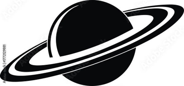 Fototapeta Saturn Silhouette, Planet Saturn with planetary ring vector. Saturn with sparkle simple silhouette vector, planet icon design