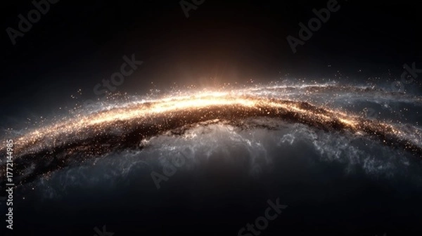 Obraz Protoplanetary disk with glowing organic molecules resembling cosmic constellations.
