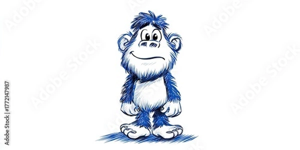 Fototapeta Doodle art of comical sasquatch bigfoot character