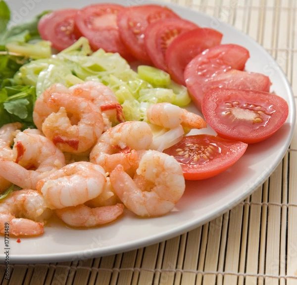 Fototapeta pan fried prawns