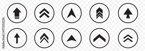 Fototapeta Assorted Black Arrow Icon Set with Swipe Up and Directional Concepts for Web and Mobile Applications. Vector illustration. Eps 10.