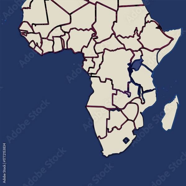 Fototapeta Bold Stroke Outlines of Selected African Countries Map