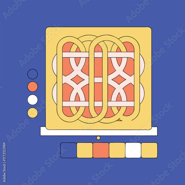 Fototapeta Interlaced Cybersigil Lines Forming Seamless Tiling Design