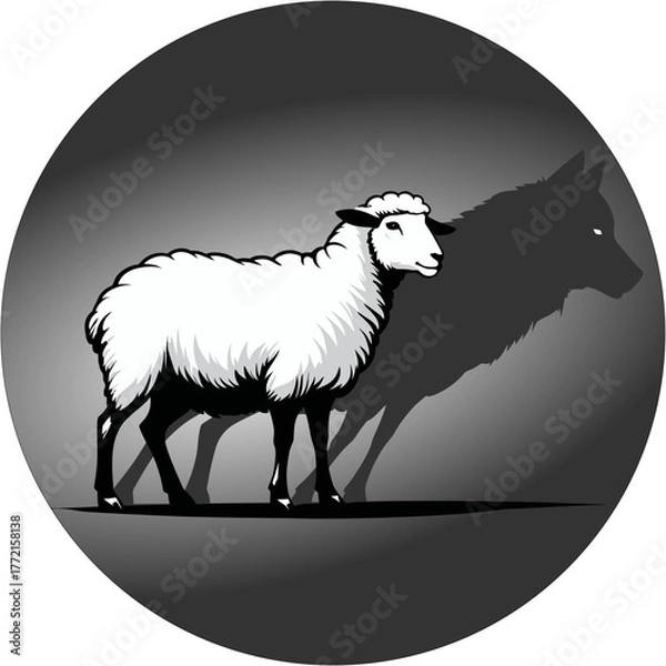 Obraz sheep with wolf shadow.eps