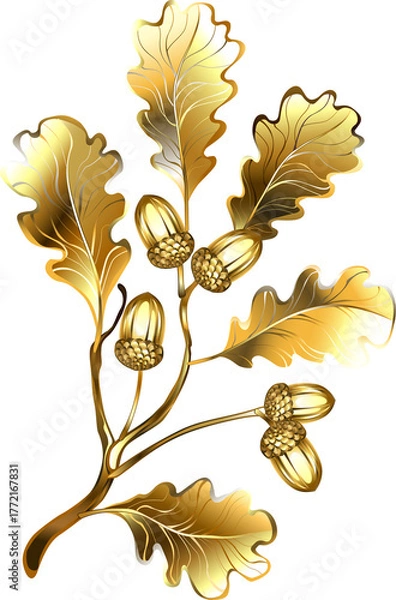 Obraz Symmetrical golden oak branches