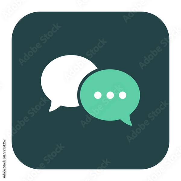 Fototapeta Illustration of overlapping speech bubbles in white and green on a dark background