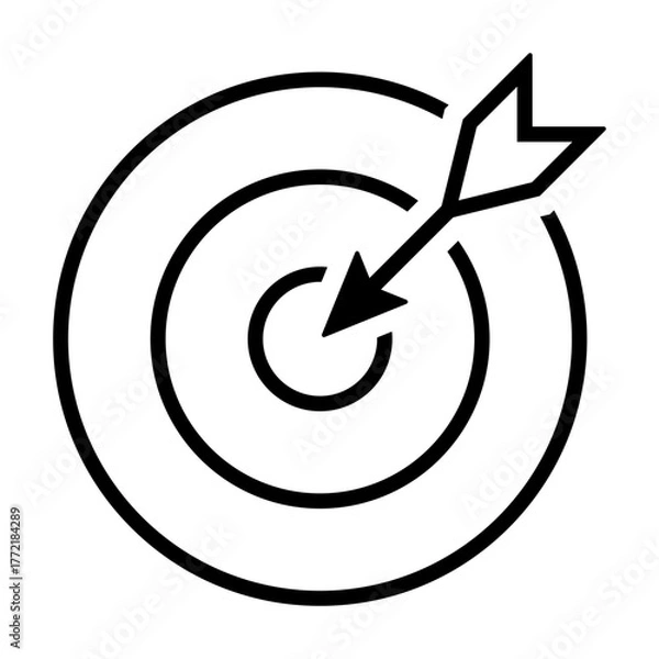 Fototapeta Arrow hitting the center of the target, goal achieved