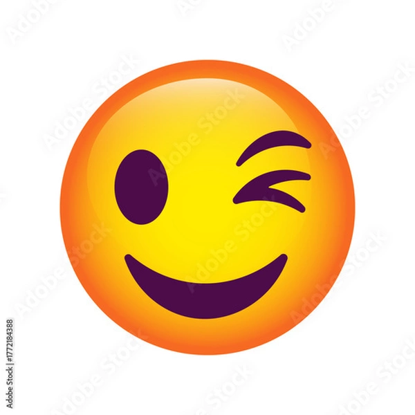 Fototapeta Winking face emoji, a fun expression of emotion