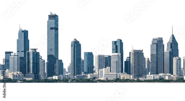 Fototapeta city skyline of bangkok thailand Isolated on PNGs transparent background,  Use for visualization in architectural presentation 45118235 1