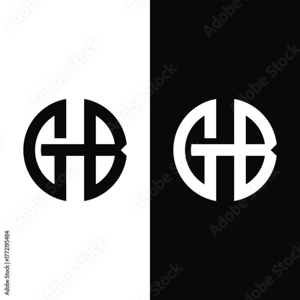 Fototapeta Creative rounded initial letters GHB logo Stock Vector.
