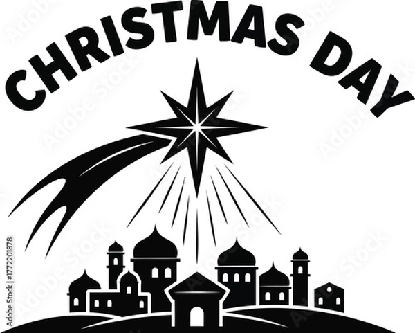 Fototapeta Celebrate christmas day with a festive illustration of nativity scene