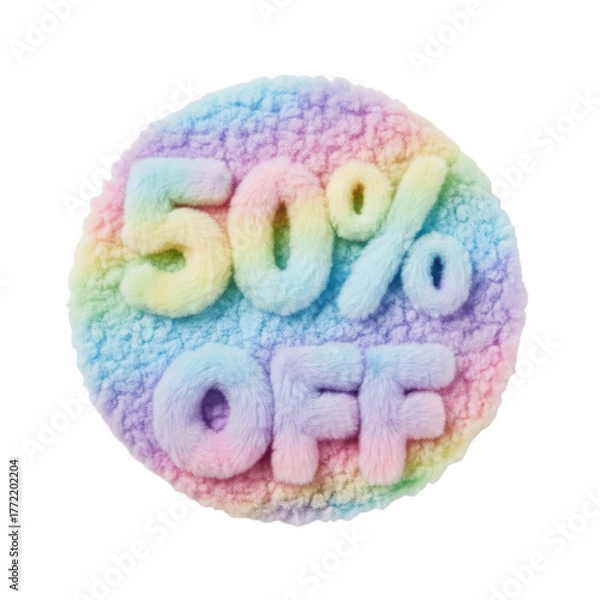 Obraz Colorful 50 percent off sale discount badge isolated on white background