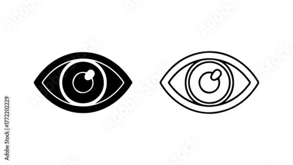 Fototapeta Eye icons with outline and solid fill with transparent background