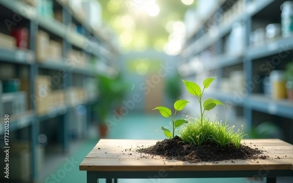 Fototapeta Producing biodegradable solutions biotechnology facility clean environment sustainable practices innovative technologies. High quality