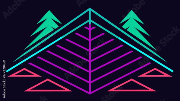 Fototapeta Neon lit pine timber plank seamless pattern background