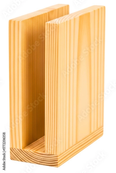 Obraz Simple light wood grain book stand for desk organization isolated on transparent background