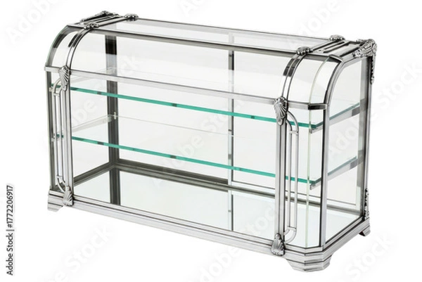 Obraz Ornate vintage-style glass and silver bakery display case isolated on transparent background