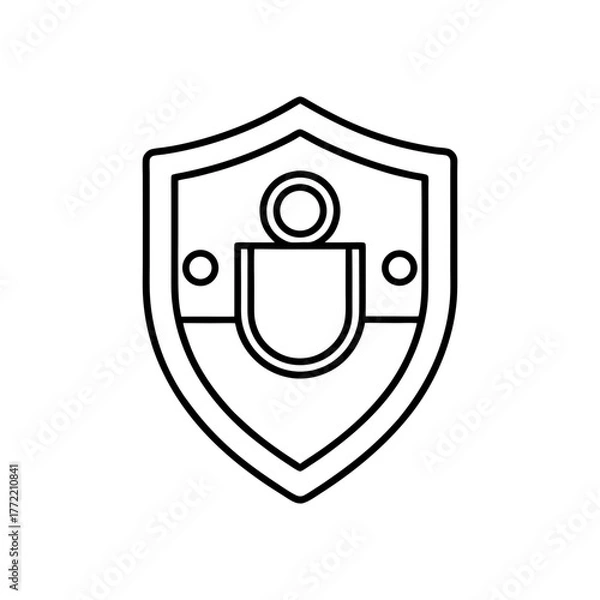 Obraz Shield with person inside icon on transparent background