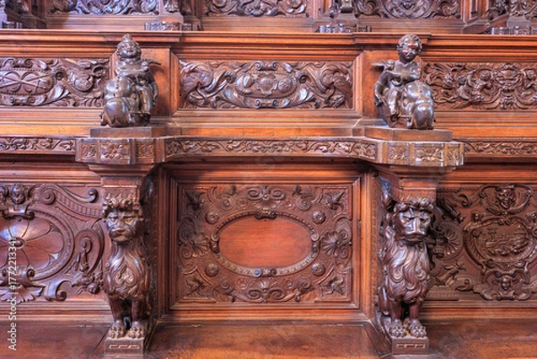 Obraz イタリアのサン ・ ジョルジョ ・ マッジョーレ教会にある木像画は聖ベネディクトの生涯